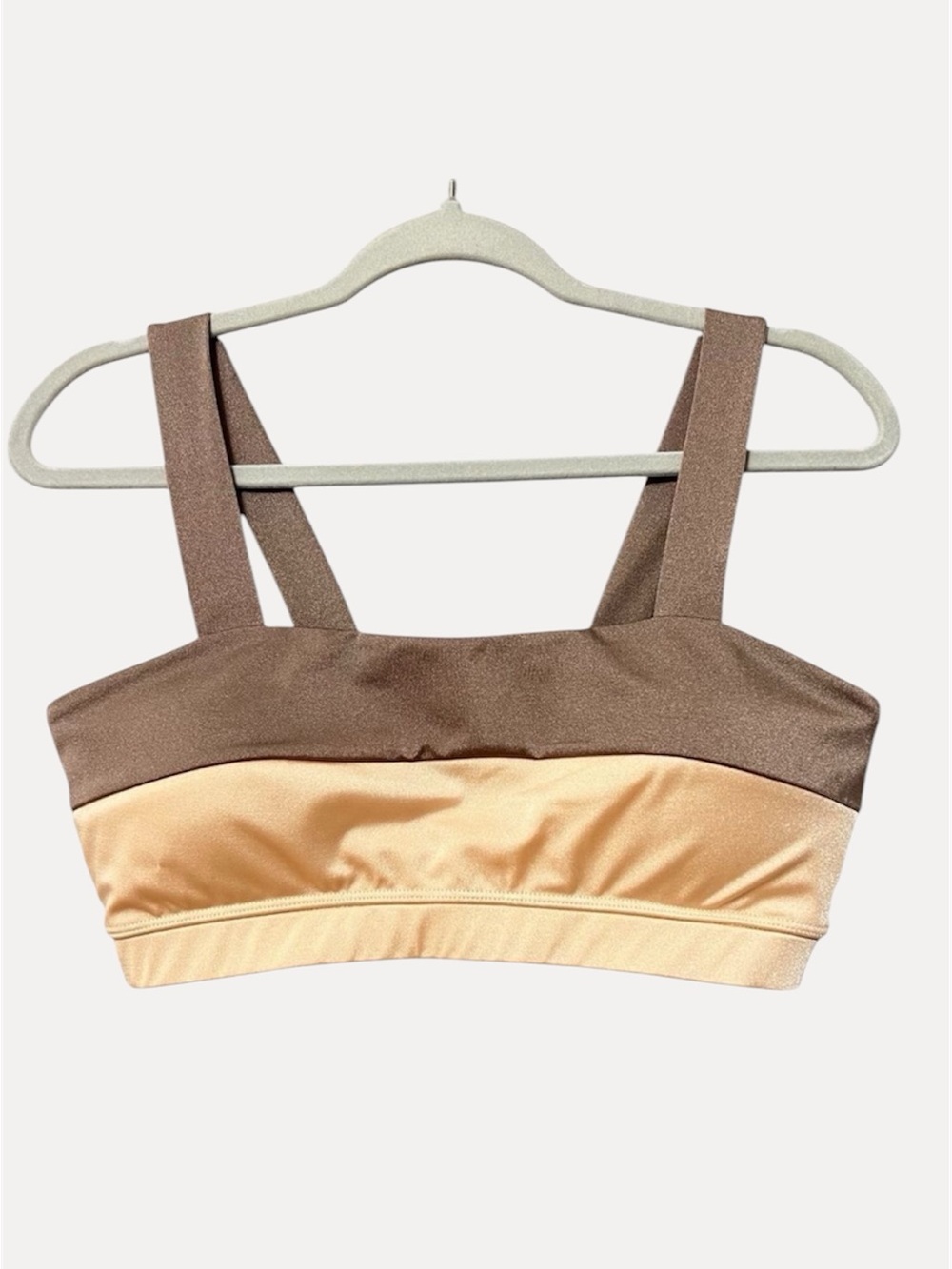 Lanston Sport Brown and Tan Color-Block Sport Bra NWT Size Large Padded Pullover